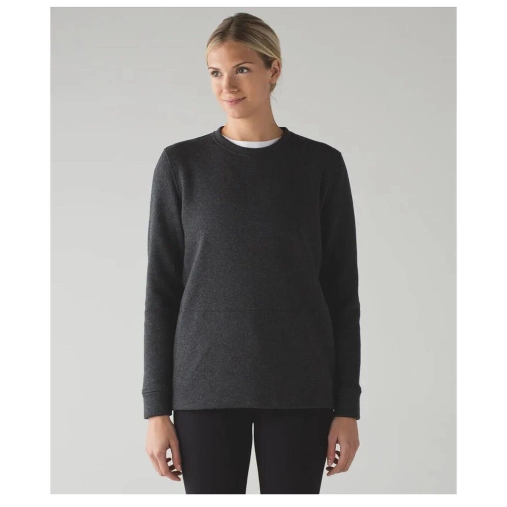 Lululemon Yes Fleece Pullover Sweatshirt Relaxed Fit Heather Black Size 4